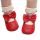 Pantofiori eleganti pentru bebelusi rosii cu fundita si perforatii florale chb147-va14