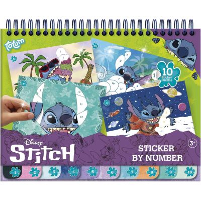 Carte de colorat & abtibilduri cu numere - stitch