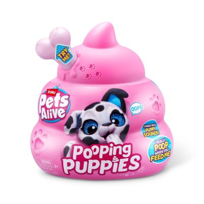 Pets Alive - Jucarie de plus interactiva catelus cu accesorii surpriza, Pooping Puppies BKF9542