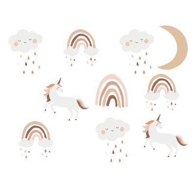 Sticker Decorativ Pentru Copii, Autoadeziv, Unicorni si Curcubeu, 54x86 cm EKDWS63048