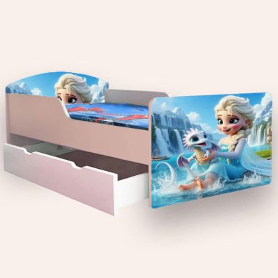 Pat fete Elsa Si Dragonul Mare 2-12 Ani Cu Sertar Si Saltea Inclusa 160x80 Cmg49440814694740