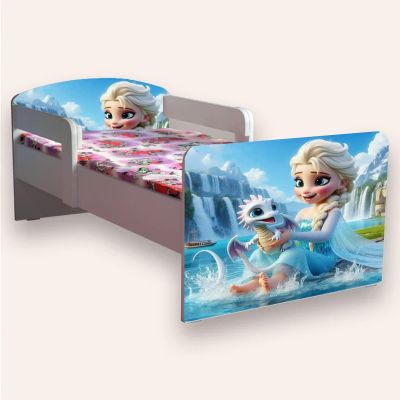 Pat fete Elsa Si Dragonul 2-8 Ani Cu Manere Cu Saltea Inclusa 140x70 Cmg49440825344340