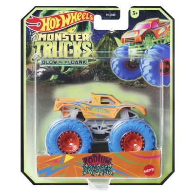 HOT WHEELS MONSTER TRUCK GLOW IN THE DARK MASINUTA PODIUM CRASHER SCARA 1:64 VIVMTHCB50_HWC84