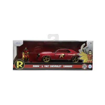 JADA BATMAN SET FIGURINA ROBIN SI MASINUTA METALICA CHEVROLET CAMARO 1967 SCARA 1:32 VIV253253011