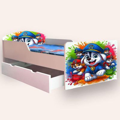 Pat copii Paw Patrol Varianta 4 Mare 2-12 Ani Cu Sertar Si Saltea Inclusa 160x80 Cmg50494411374932