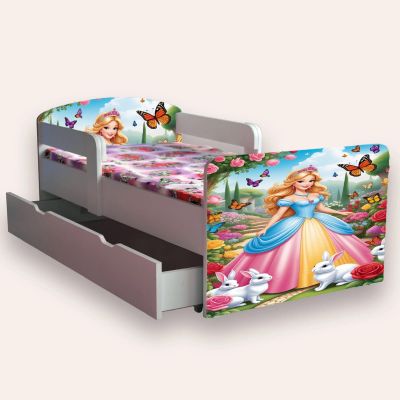 Pat fete Printesa Cu Manere Mic 2-8 Ani Cu Sertar Cu Saltea Inclusa 140x70 Cmg49440773177684