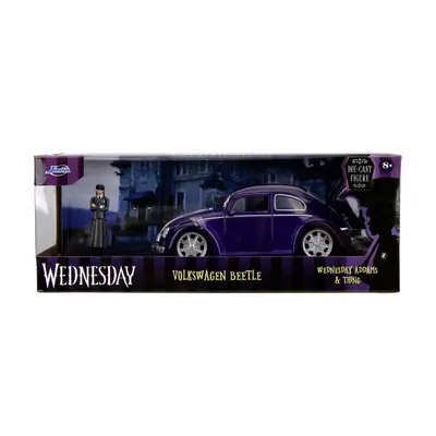 JADA WEDNESDAY SET MASINUTA METALICA VOLKSWAGEN BEETLE 1:24 SI FIGURINA METALICA WEDNESDAY 7CM VIV253255076