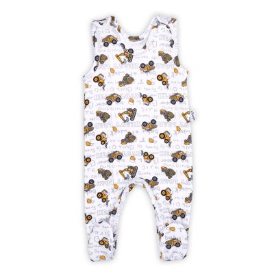 Romper de bumbac 100% (181023) Colectia "Big Trucks" 2021 Alba Marimea 68 PMICNICOL-181023-68
