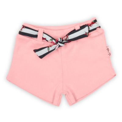 Pantalon scurt cu cordon cu dungi si flori Nicol NANA Roz marimea 68 PMICNICOL-184188-68