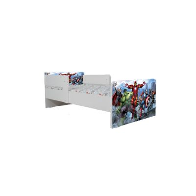 Pat Copii Avengers 2 Cu Paravane Dubla Protectie si Cu Saltea Inclusa 140x70 Cm  Ptv6940