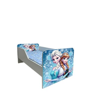 Pat Pentru Fete 2-12 Ani Elsa Si Ana, Model Sleepy, Cu Saltea 160x80 Cm Ptv6598