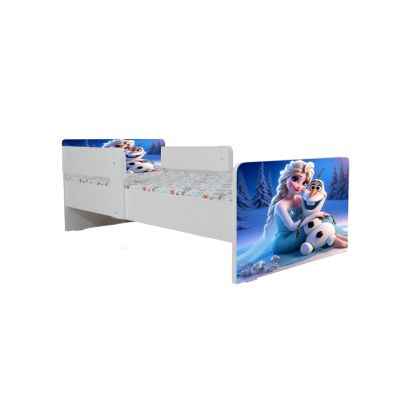 Pat Pentru Fete 2-8 Ani Elsa Si Olaf, Cu Dubla Protectie Si Saltea De 140x70 Cm Ptv6747