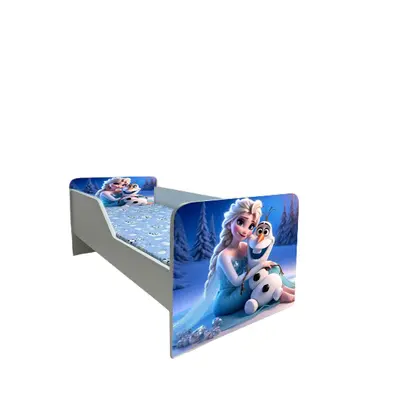 Pat Pentru Fete 2-16 Ani Elsa Si Olaf, Model Sleepy, Cu Saltea SafeNest 180x80 Cm Inclusa Ptv6534