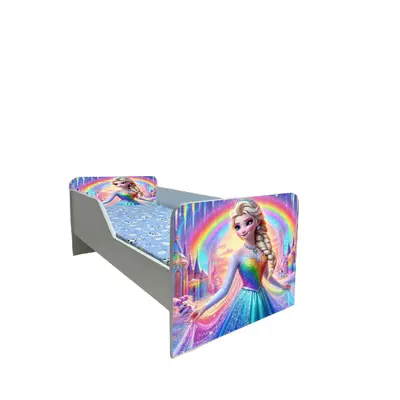 Pat Copii Frozen Rainbow Model Sleepy 2-12 ani Cu Saltea SafeNest 160x80 Cm  Ptv6552