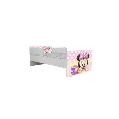 Pat Pentru Fete Cu Imprimeu Inspirat Din Personajul Minnie 2, Cu Dubla Protectie/ Paravane, Cu Saltea Inclusa De 160x80 Cm Ptv7163