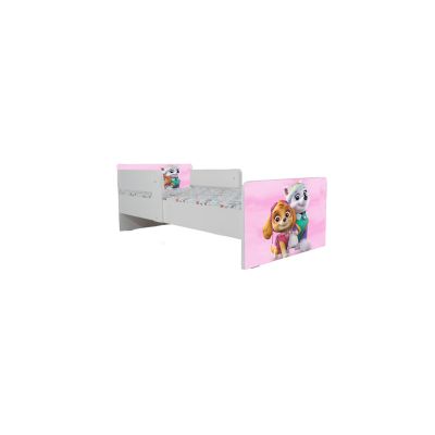 Pat Copii Paw Patrol Pink Cu Paravane Dubla Protectie si Cu Saltea Inclusa 140x70 Cm Ptv7193