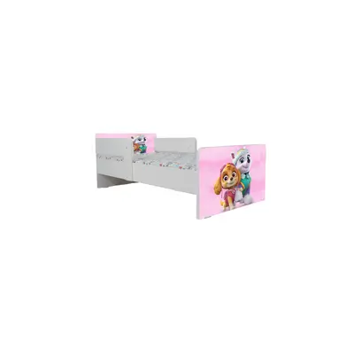 Pat Copii Paw Patrol Pink 2-16 ani Cu Paravane Dubla Protectie si Cu Saltea SafeNest 180x80 Cm  Ptv7199