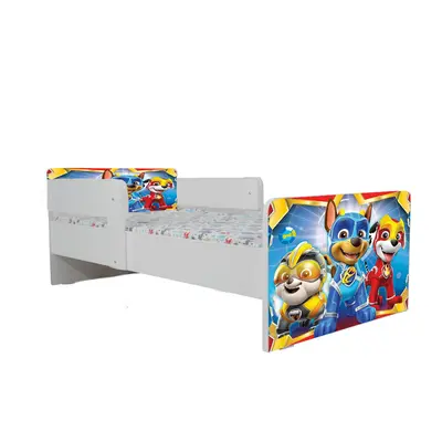 Pat Copii Paw Patrol Space Cu Paravane Dubla Protectie si Cu Saltea SafeNest 130x60 Cm  Ptv6705