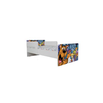Pat Copii Scooby Doo Cu Paravane Dubla Protectie si Cu Saltea Inclusa 140x70 Cm Ptv7248