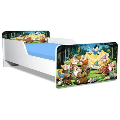 Pat Copii Alba Ca Zapada Model Creativ 2-12 ani Cu Saltea SafeNest 160x80 Cm  Ptv4514