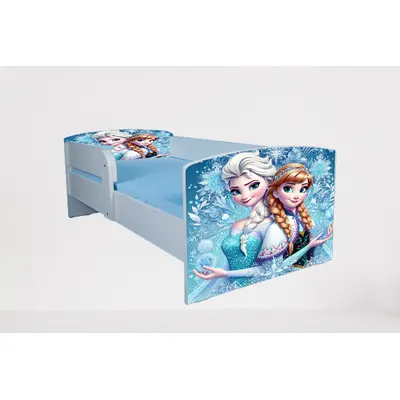 Pat Pentru Fete 2-12 Ani Ana Si Elsa, Cu Protectie Si Saltea SafeNest de 160x80 Cm Inclusa Ptv4923