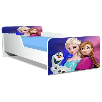 Patut Pentru Fete 2-8 Ani Frozen 3, Model Creativ Cu Saltea SafeNest de 140x70 Cm Ptv5102