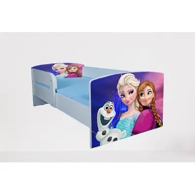 Patut Fetite 2-6 Ani Frozen 4, Cu Protectie Si Saltea SafeNest 130x60 Cm Inclusa Ptv4677