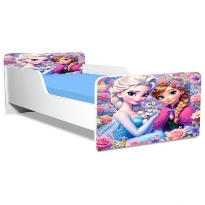 Pat Copii Frozen Flowers Model Creativ 2-8 ani Cu Saltea Inclusa 140x70 Cm  Ptv5184