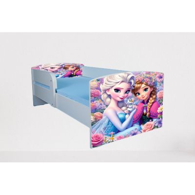 Pat Pentru Fete 2-12 Ani Frozen Flowers, Cu Protectie Si Saltea De 160x80 Cm Ptv4953