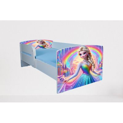 Patut Pentru Fete 2-8 Ani Frozen Rainbow, Cu Protectie Si Saltea 140x70 Cm Inclusa Ptv4964