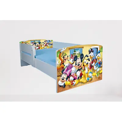 Pat pentru copii Mickey Si Prietenii 2, Cu Protectie cu saltea de 180x80 Cm Ptv4753