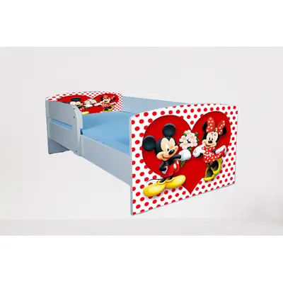 Pat Pentru Fetite 2-8 Ani Mickey Si Minnie 2, Cu Protectie Si Saltea SafeNest 140x70 Cm Ptv4978