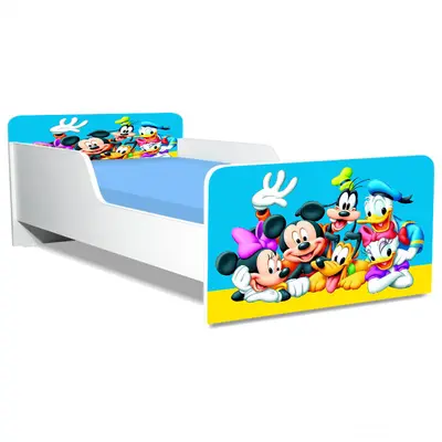 Pat Copii Mickey Si Prietenii Model Creativ 2-16 ani Cu Saltea SafeNest 180x80 Cm  Ptv5271
