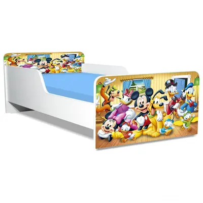Pat Copii Mickey Si Prietenii 2 Model Creativ 2-16 ani Cu Saltea SafeNest 180x80 Cm  Ptv5286