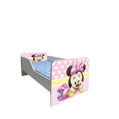 Pat Pentru Fete Imprimat Cu Minnie 2, Modelul Sleepy Cu Saltea De 160x80 Cm Ptv6133