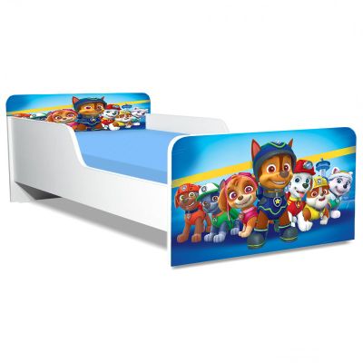 Pat Copii Paw Patrol Blue Model Creativ 2-8 ani Cu Saltea Inclusa 140x70 Cm Ptv5312