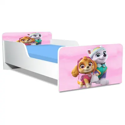 Pat Copii Paw Patrol Pink Model Creativ 2-12 ani Cu Saltea SafeNest 160x80 Cm  Ptv5348