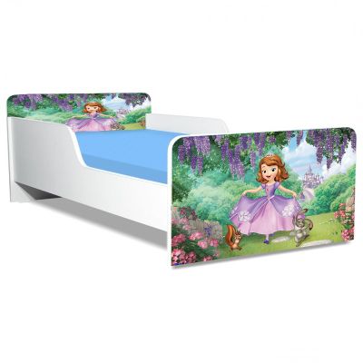Pat Copii Sofia 1 Model Creativ 2-6 ani Cu Saltea Inclusa 130x60 Cm Ptv5417