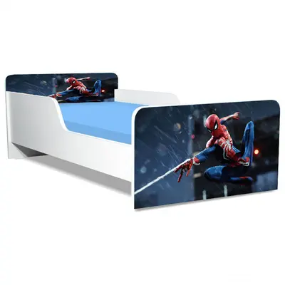 Pat Copii Spiderman Model Creativ 2-8 ani Cu Saltea SafeNest 140x70 Cm  Ptv5472
