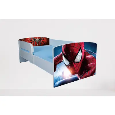 Patut pentru copii 2-6 ani Spiderman 5, Cu Protectie si saltea de 130x60 Cm Ptv4786
