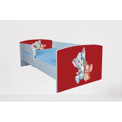 Pat pentru copii 2-16 ani Tom&jerry, Cu Protectie si saltea de 180x80 Cm Ptv4898