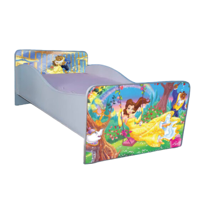 Patut pentru fetite 2-6 ani Frumoasa Si Bestia, model cu saltea inclusa de 130x60 Cm Ptv2161