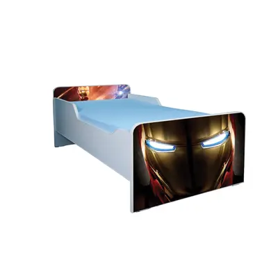Patut baietei 2-6 ani Iron Man, model cu saltea inclusa 130x60 Cm Ptv1597