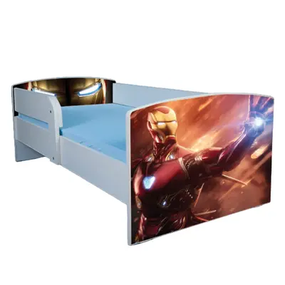 Patut pentru copii 2-8 ani Iron Man, Cu Protectie si saltea de 140x70 Cm Ptv3728