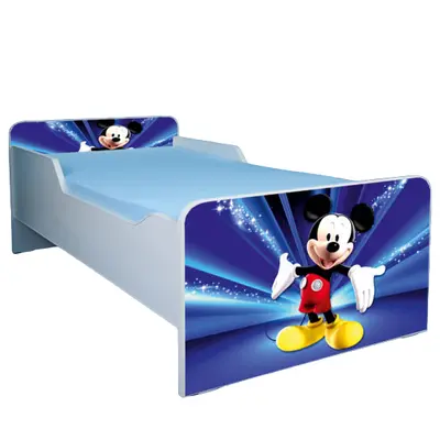 Pat pentru copii 2-16 ani Mickey, cu saltea inclusa de 180x80 Cm Ptv3675