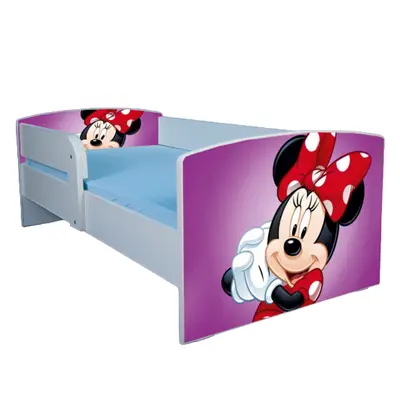 Patut pentru fetite 2-6 ani Minnie, Cu Protectie si saltea 130x60 Cm Ptv1862