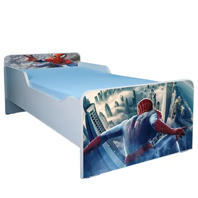 Pat pentru baieti 2-16 ani Spiderman, model cu saltea de 180x80 Cm inclusa Ptv3614