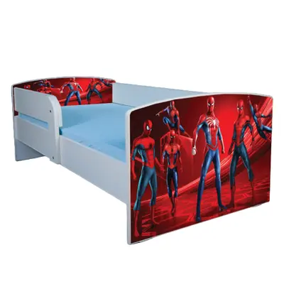 Pat pentru copii 2-8 ani Spiderman 3, Cu Protectie si saltea de 140x70cm Ptv3682