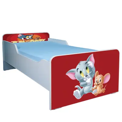 Patut pentru copii 2-6 ani Tom & Jerry, model cu saltea inclusa de 130x60 Cm Ptv2020