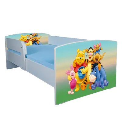 Patut pentru fetite 2-6 ani Winnie The Pooh, Cu Protectie si saltea inclusa de 130x60 Cm Ptv1889